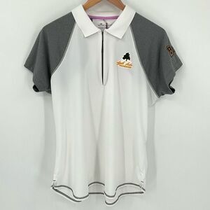 Peter Millar 1/4 Zip Polo Shirt Short Sleeve UPF 50+ White Grey Women XL‎ Baylor